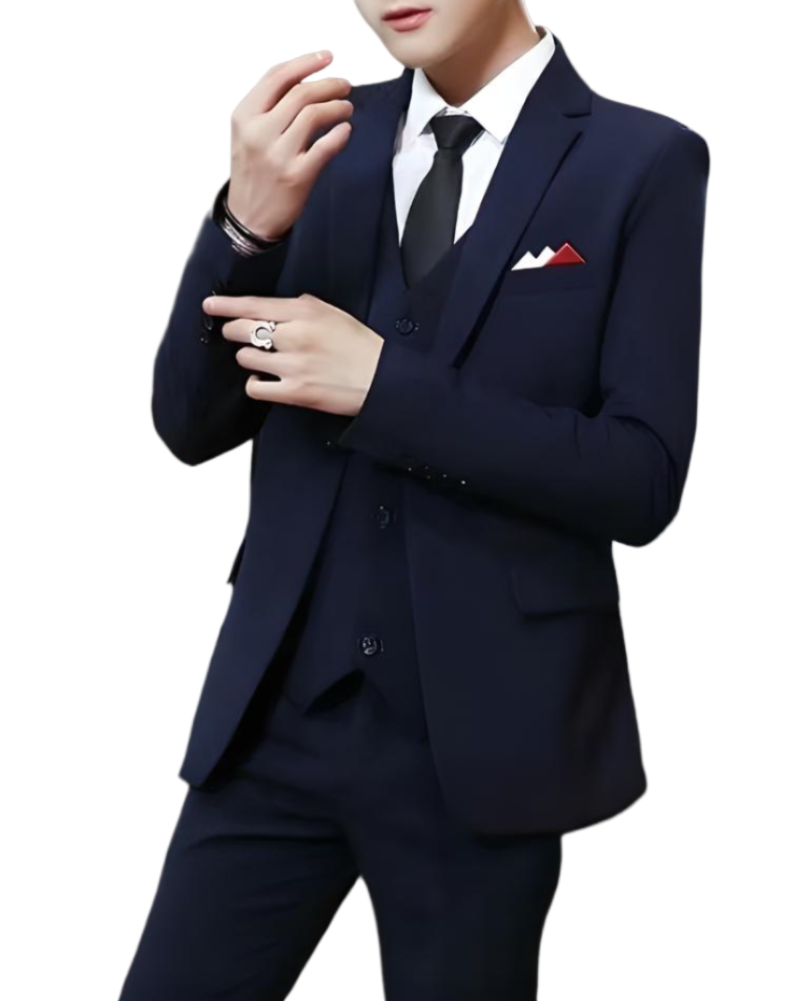 Men’s 3-Piece Notch-Lapel Suit with Waistcoat – Slim Fit