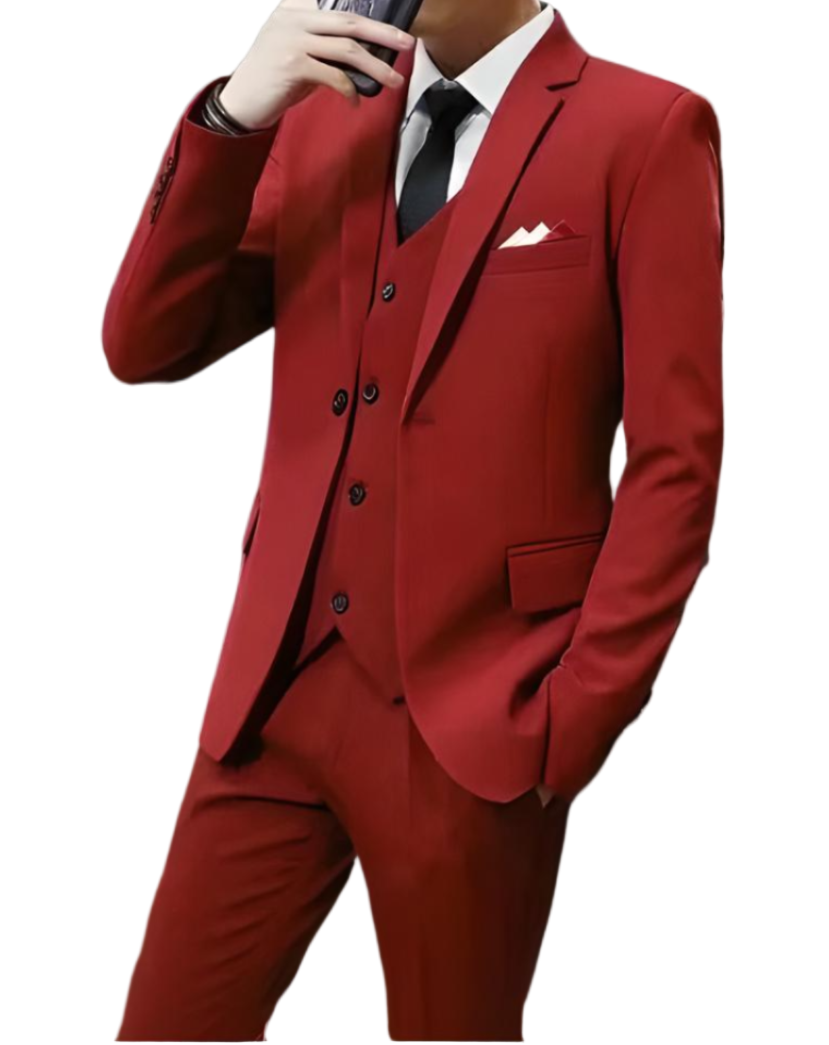 Men’s 3-Piece Notch-Lapel Suit with Waistcoat – Slim Fit