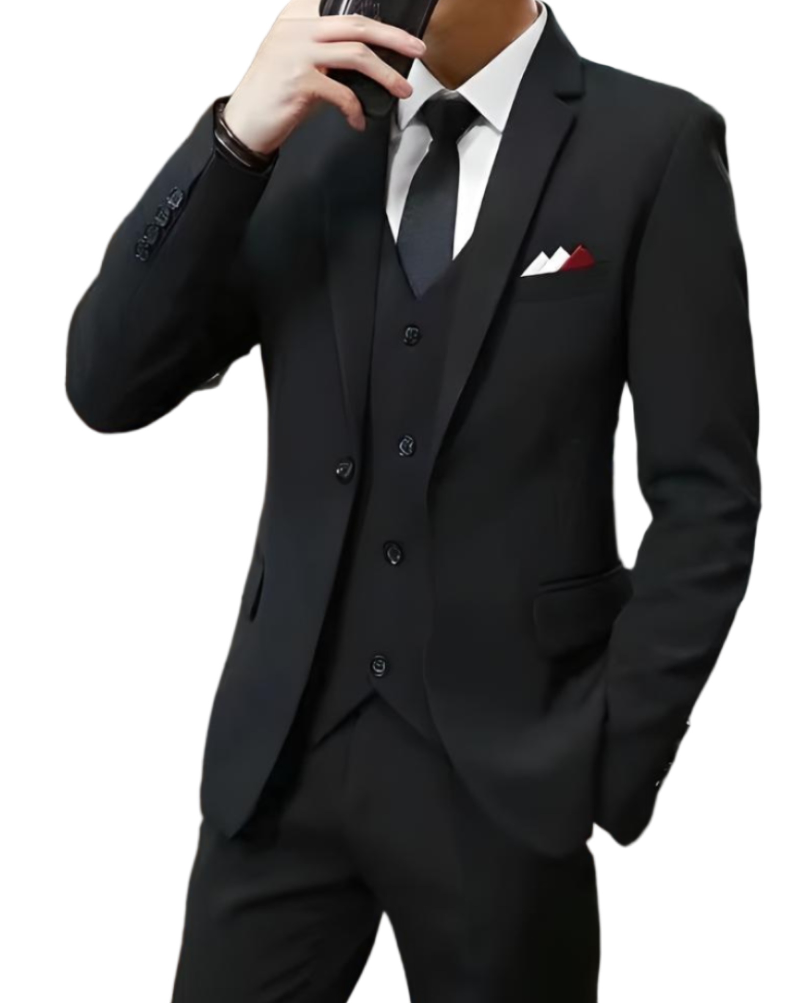 Men’s 3-Piece Notch-Lapel Suit with Waistcoat – Slim Fit