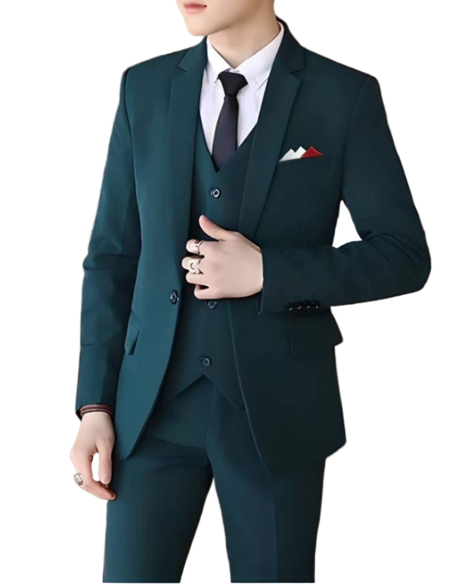 Men’s 3-Piece Notch-Lapel Suit with Waistcoat – Slim Fit