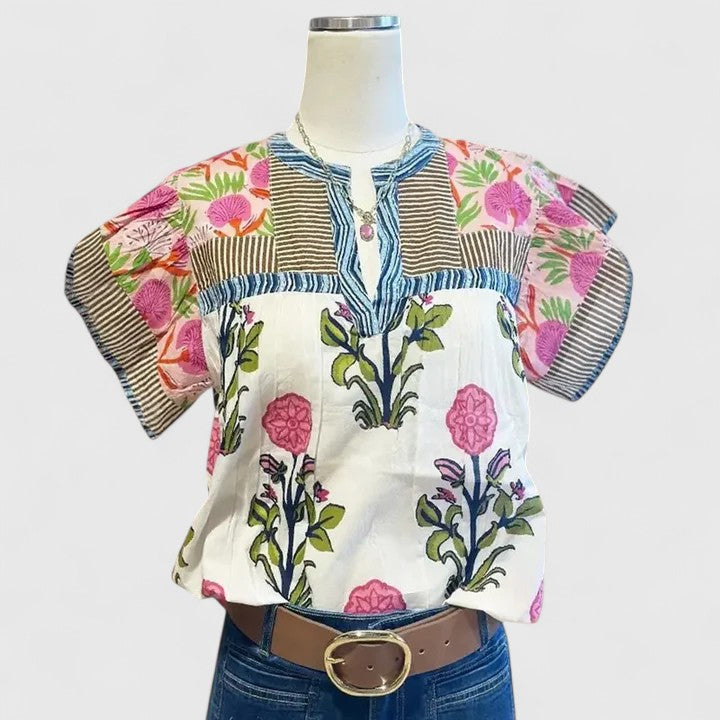 Elarion Women's Blouse | Embroidered Detailing, Relaxed Fit Summer Top 0