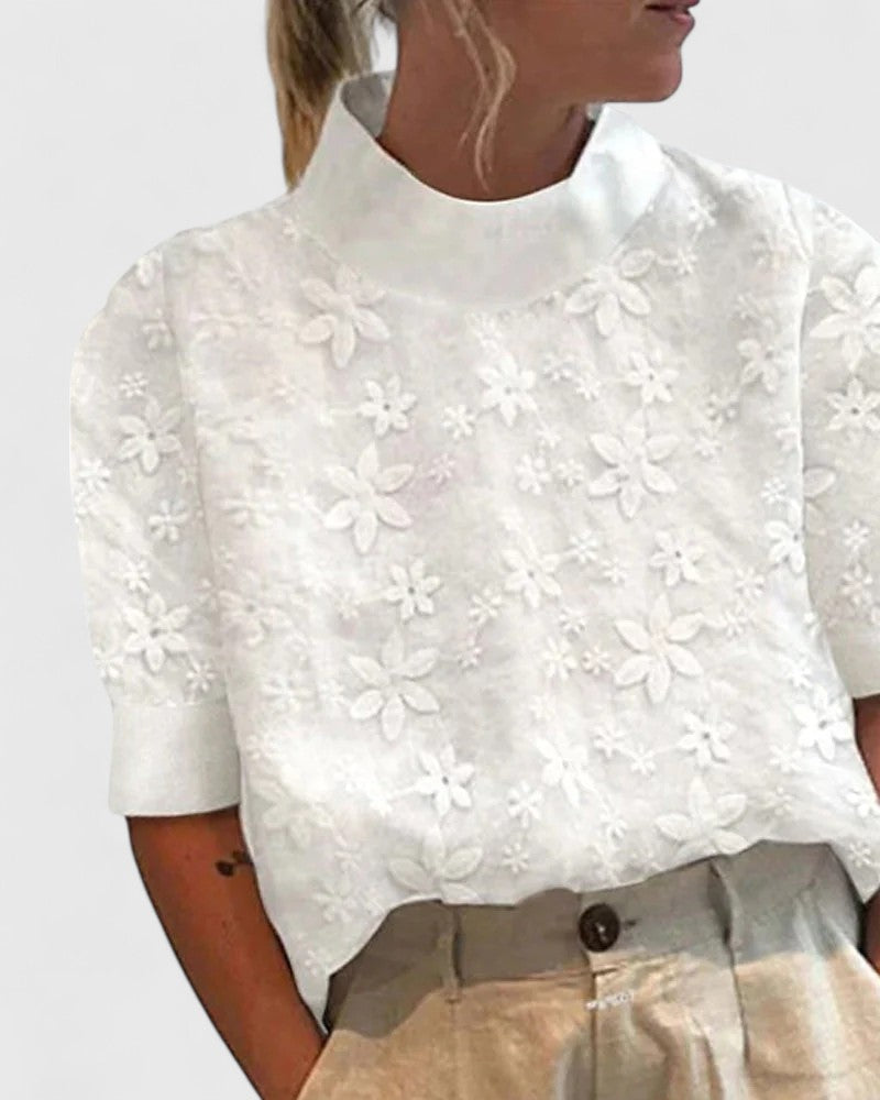 Elegant Women's Blouse | Floral Embroidery, Versatile Style 0
