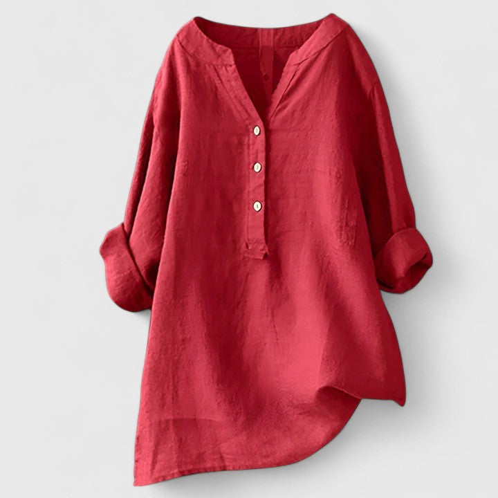 Elegant Women's Blouse | Lightweight Fabric, Chic V-Notch Design 0