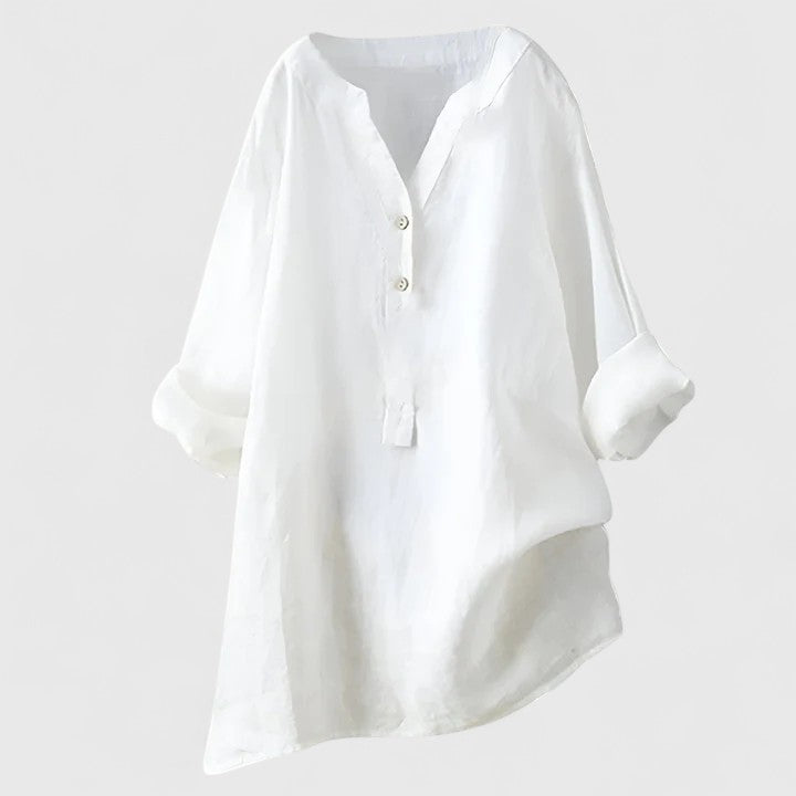 Elegant Women's Blouse | Lightweight Fabric, Chic V-Notch Design 1