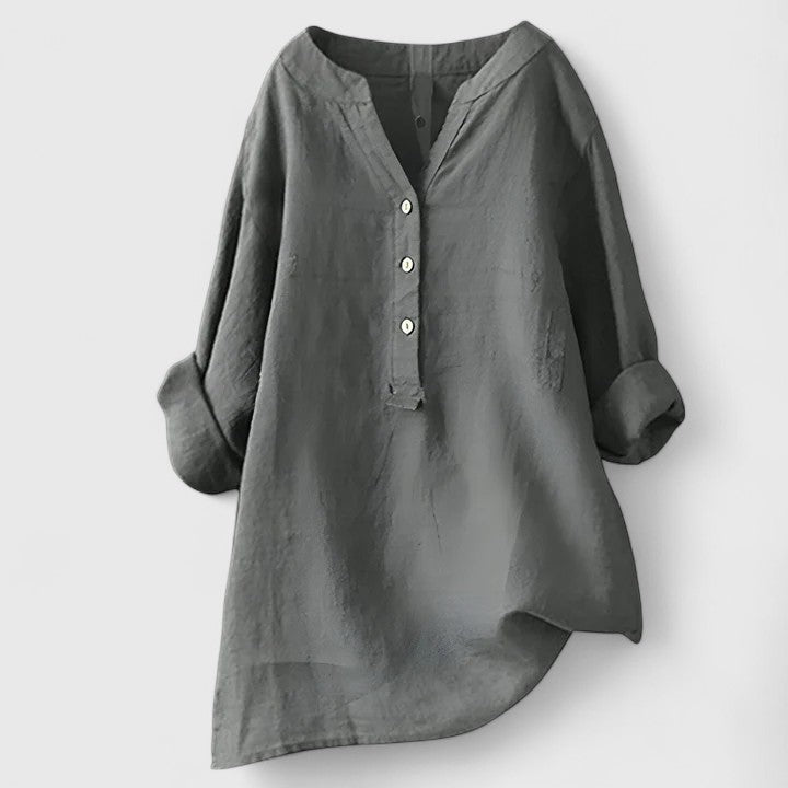Elegant Women's Blouse | Lightweight Fabric, Chic V-Notch Design 2