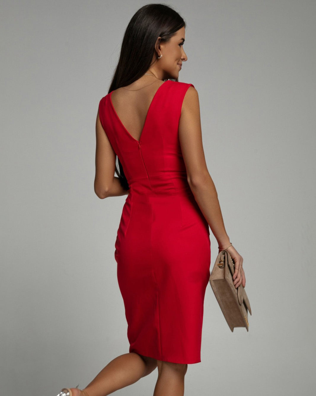 Elegant Women's Dress | Fitted V-Neck with Slit, Perfect for Cocktail or Formal Events 1