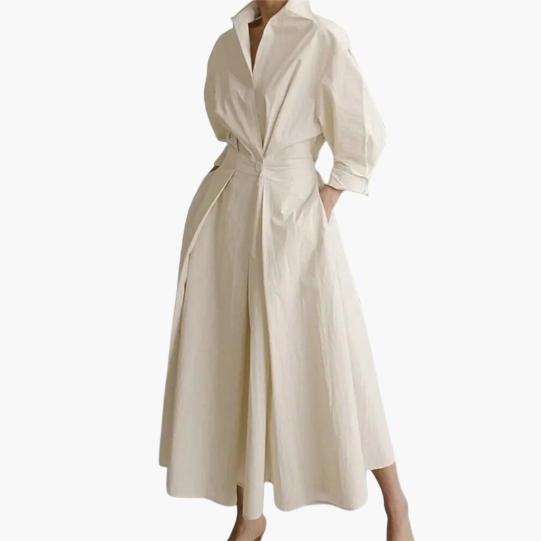 Elegant Women's Long Shirt Dress | Defined Waist Detail 0