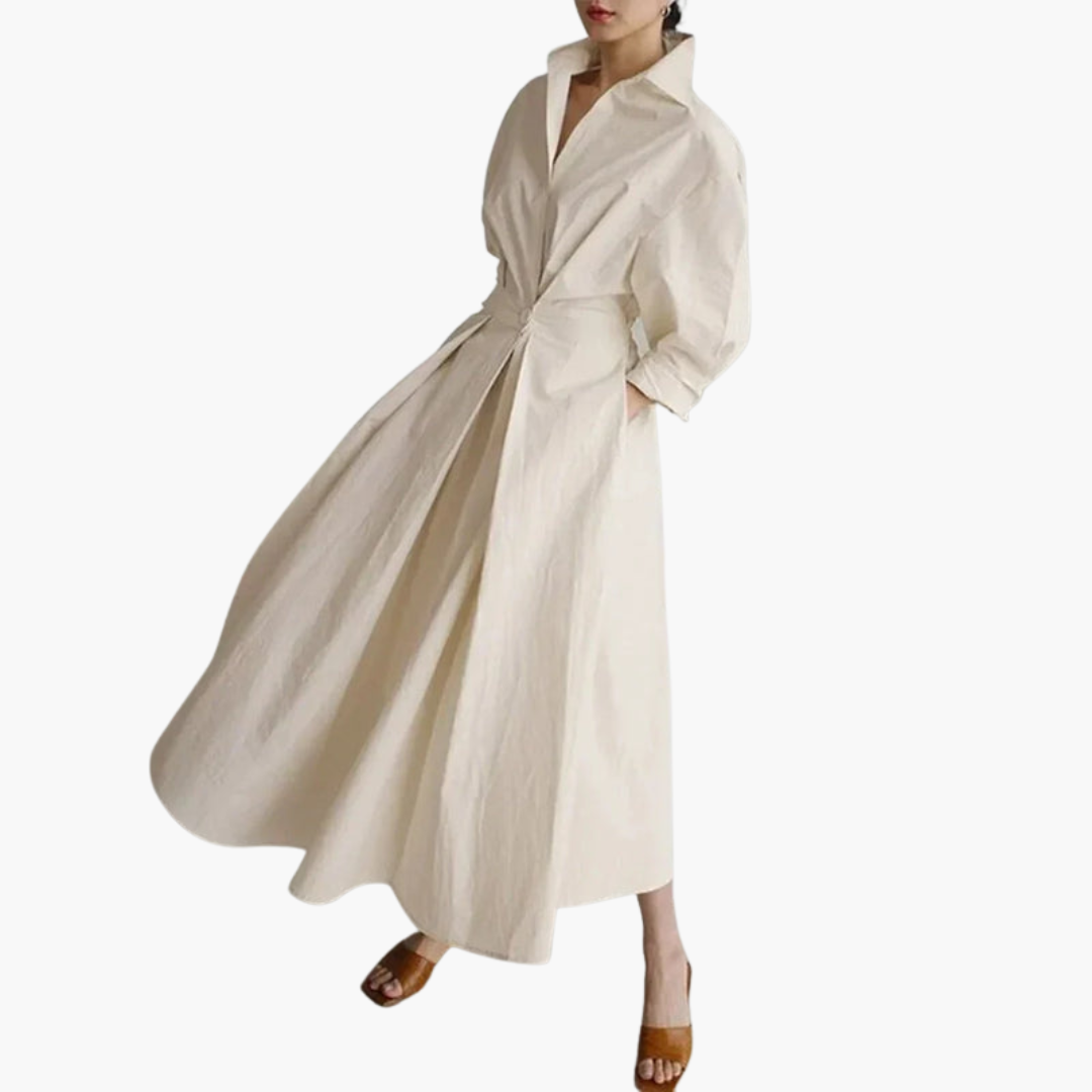 Elegant Women's Long Shirt Dress | Defined Waist Detail 2