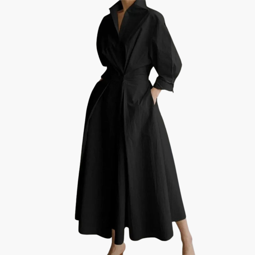 Elegant Women's Long Shirt Dress | Defined Waist Detail 3