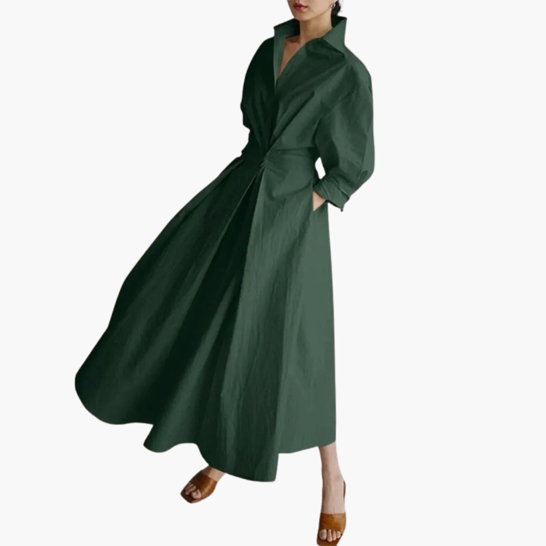 Elegant Women's Long Shirt Dress | Defined Waist Detail 5