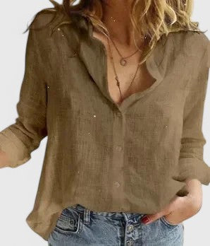 Elena Women's Blouse | Breathable Cotton-Linen Blend, Relaxed Fit 9