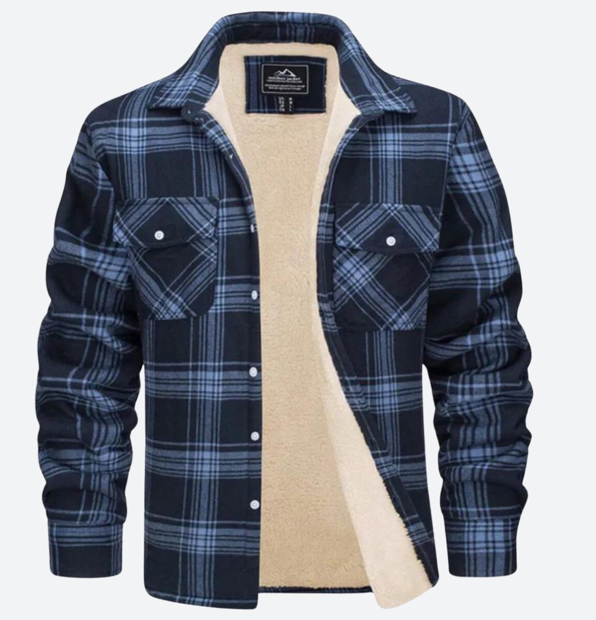 Men’s Checked Fleece-Lined Jacket – Sherpa Overshirt for Spring
