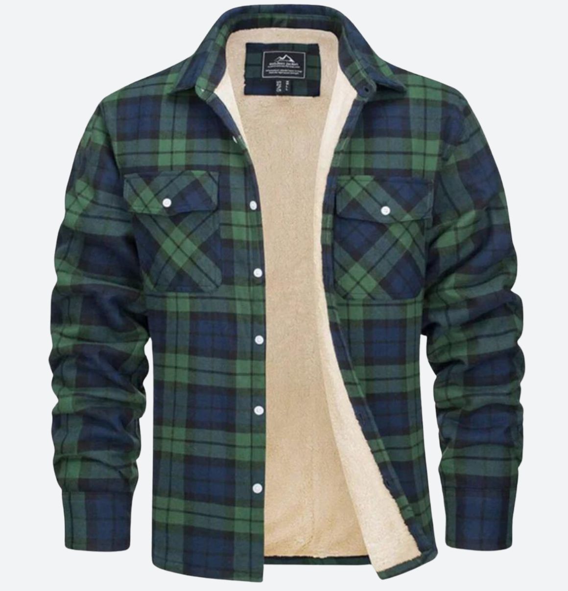 Men’s Checked Fleece-Lined Jacket – Sherpa Overshirt for Spring
