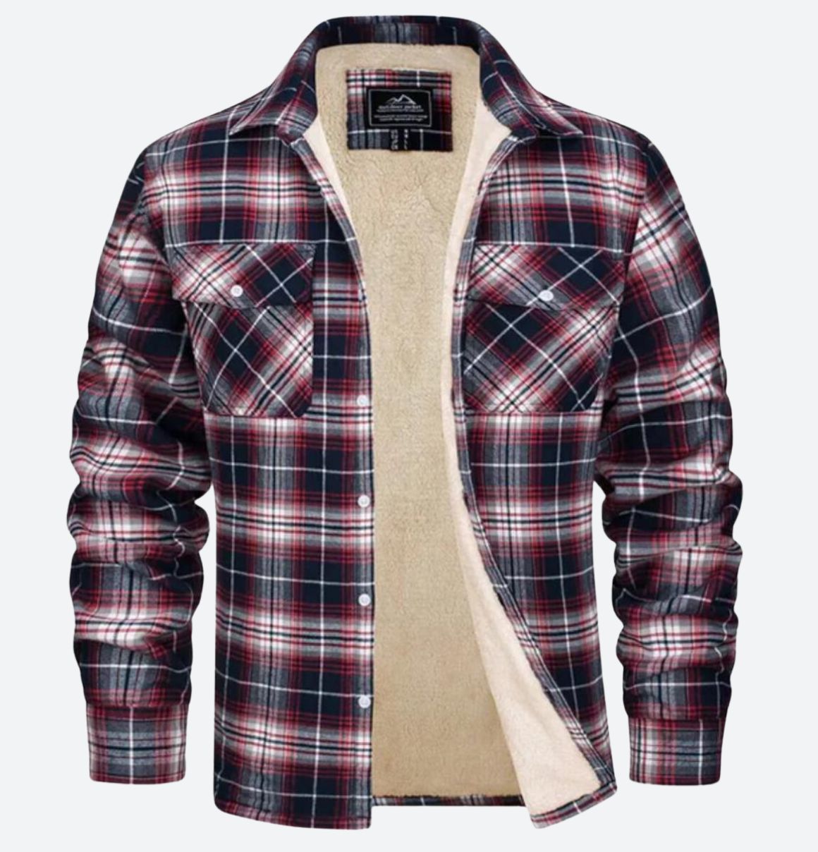 Men’s Checked Fleece-Lined Jacket – Sherpa Overshirt for Spring