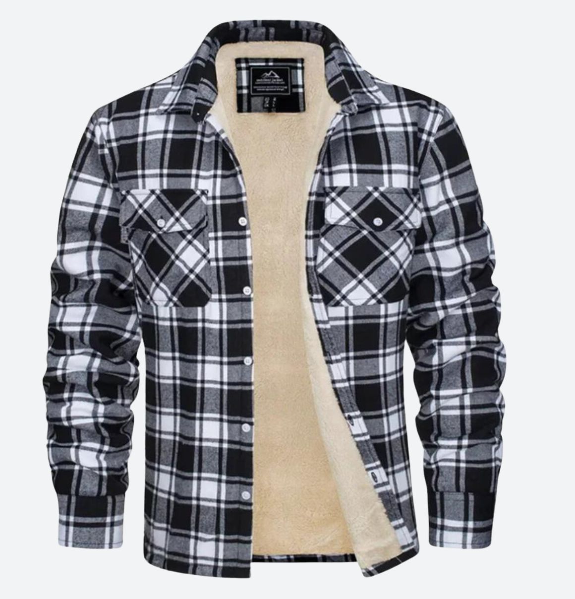 Men’s Checked Fleece-Lined Jacket – Sherpa Overshirt for Spring