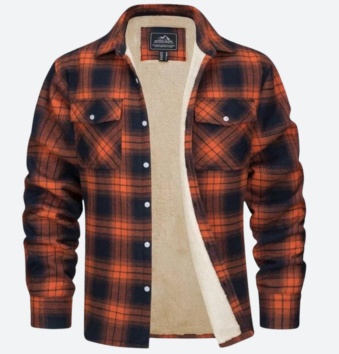 Men’s Checked Fleece-Lined Jacket – Sherpa Overshirt for Spring