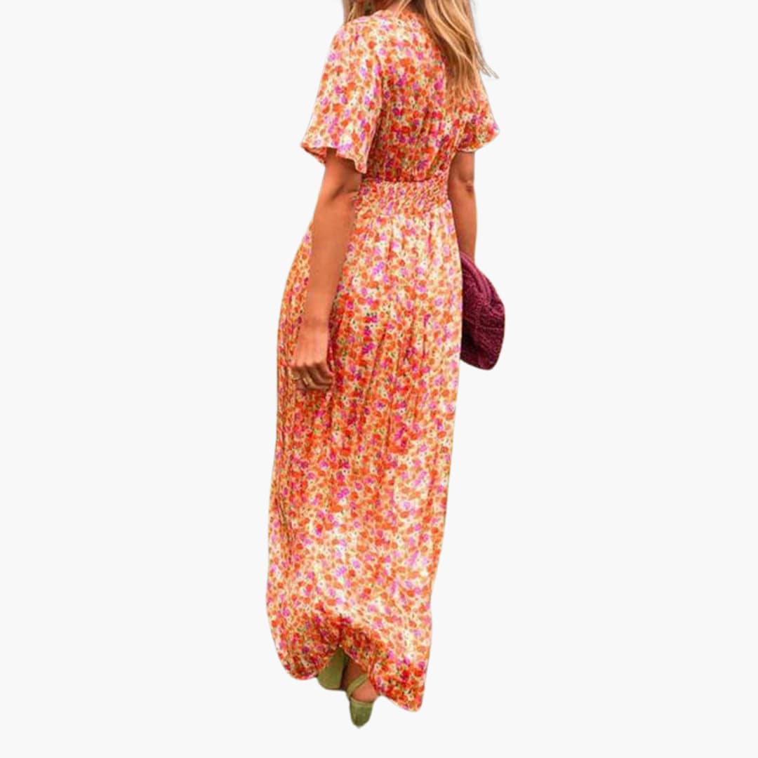 Feminine Floral Maxi Dress | V-Neck Wrap Design 2