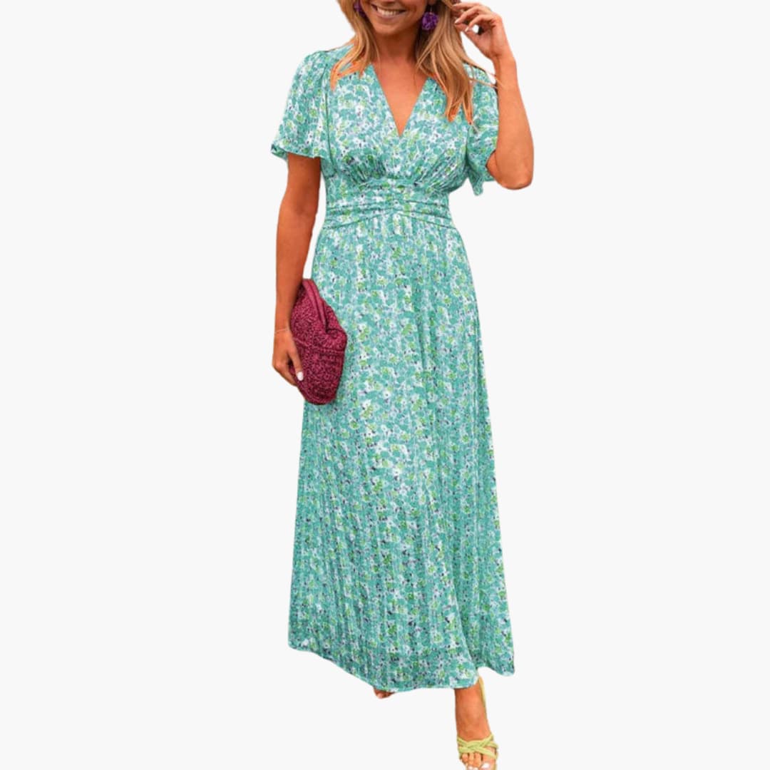 Feminine Floral Maxi Dress | V-Neck Wrap Design 5
