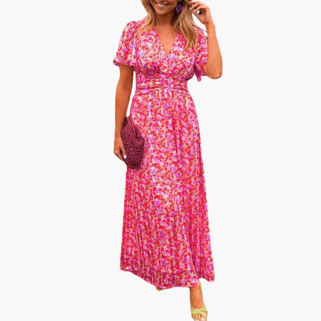 Feminine Floral Maxi Dress | V-Neck Wrap Design 6