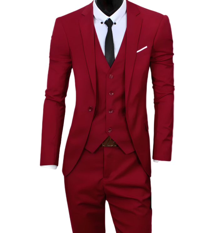 Men’s Slim-Fit 3-Piece Single-Breasted Suit for Weddings