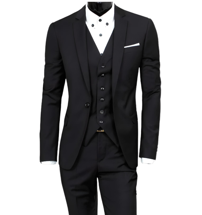 Men’s Slim-Fit 3-Piece Single-Breasted Suit for Weddings