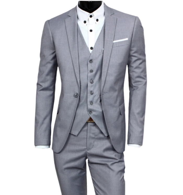 Men’s Slim-Fit 3-Piece Single-Breasted Suit for Weddings