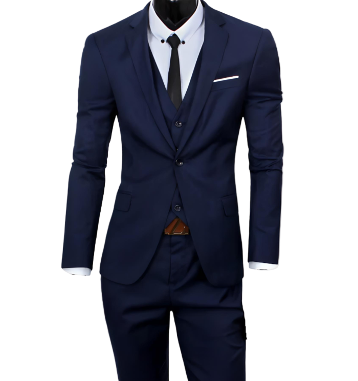 Men’s Slim-Fit 3-Piece Single-Breasted Suit for Weddings