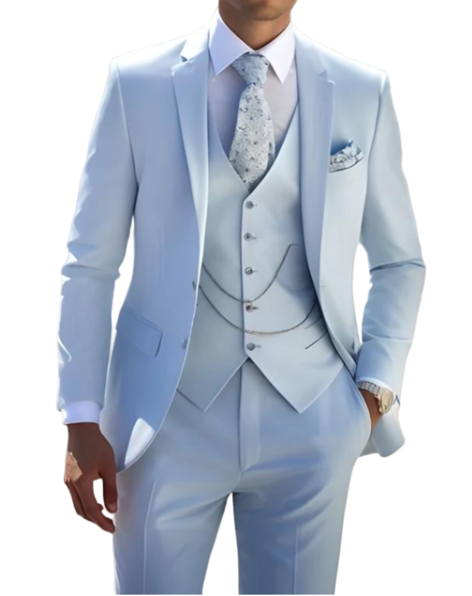 Men’s 3-Piece Notch-Lapel Suit Set – Slim Tailored Fit