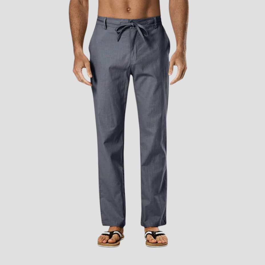 Men's Lightweight Linen Trousers – Summer Casual Drawstring Pants
