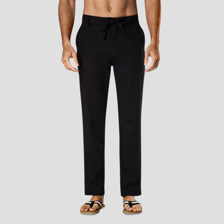 Men's Lightweight Linen Trousers – Summer Casual Drawstring Pants