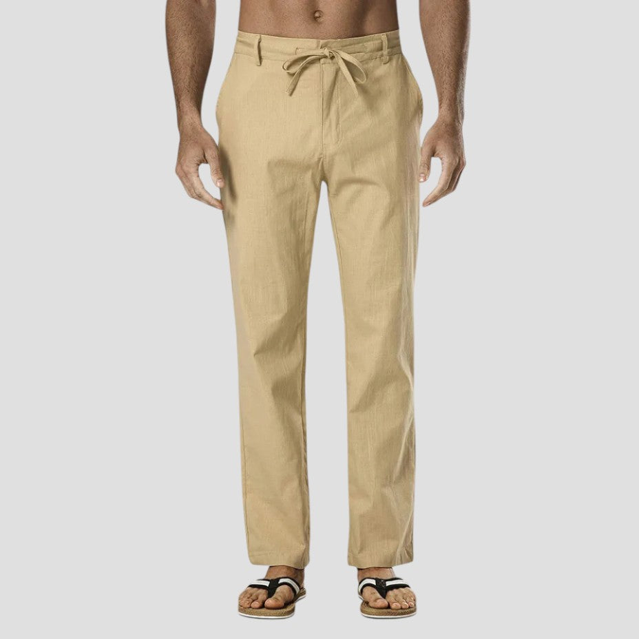 Men's Lightweight Linen Trousers – Summer Casual Drawstring Pants