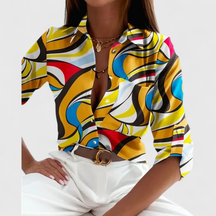 Lisette Women's Blouse | Lightweight Long Sleeve, Chic Printed Design 2