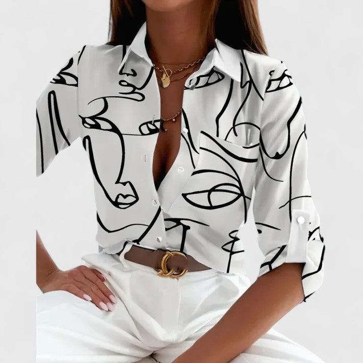 Lisette Women's Blouse | Lightweight Long Sleeve, Chic Printed Design 3