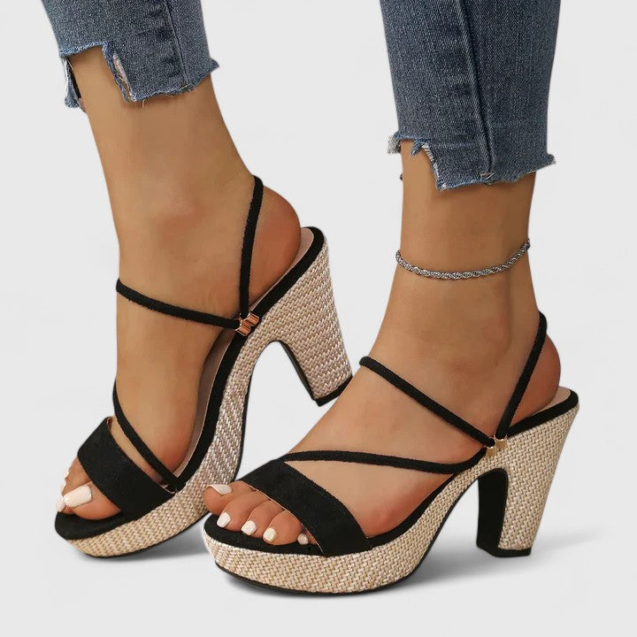 Lorienna Women's Heels | Cushioned Insole, Adjustable Straps, Black 2