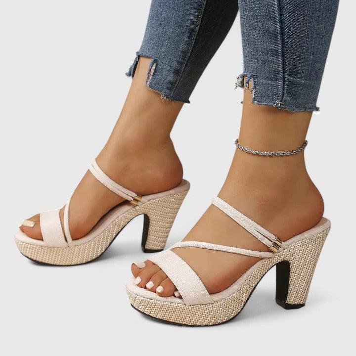 Lorienna Women's Heels | Cushioned Insole, Adjustable Straps, Black 6