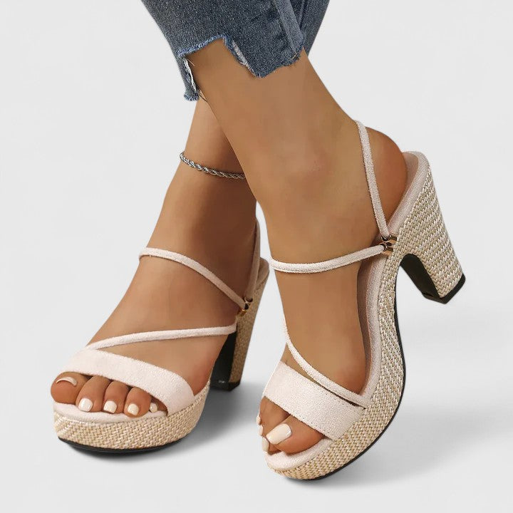 Lorienna Women's Heels | Cushioned Insole, Adjustable Straps, Black 7