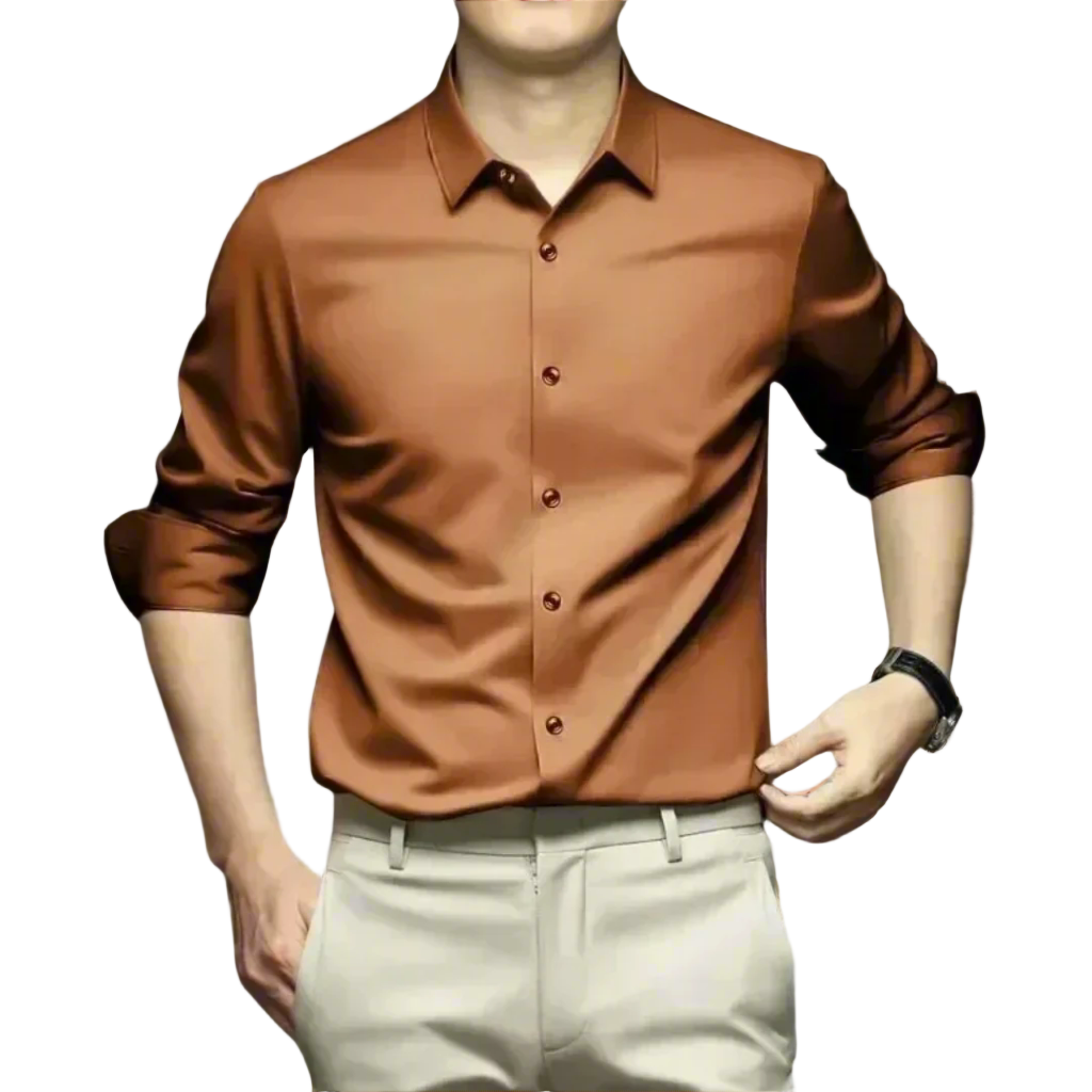 Men’s Luxury Silk Shirt – Elegant Business Casual, Breathable