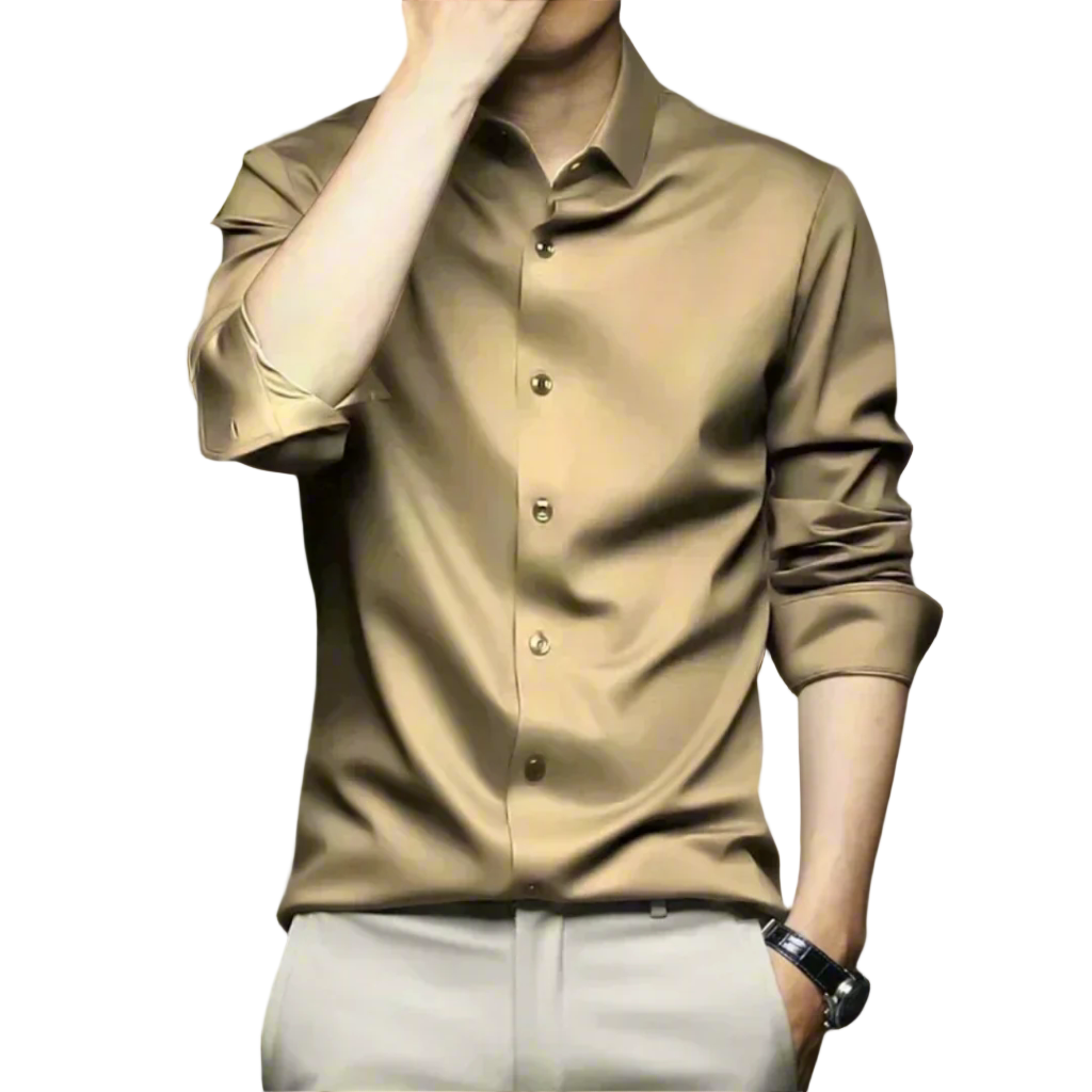 Men’s Luxury Silk Shirt – Elegant Business Casual, Breathable