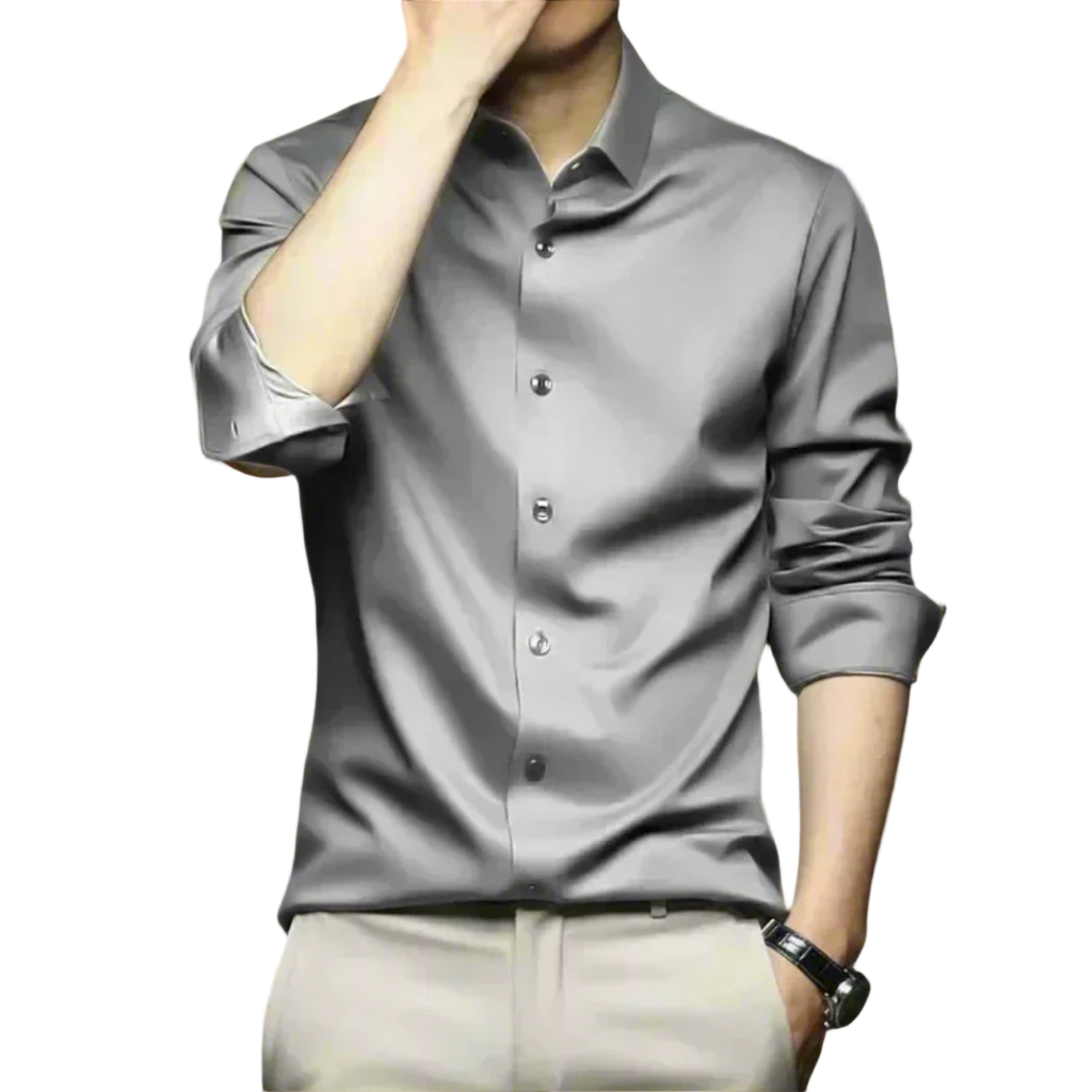 Men’s Luxury Silk Shirt – Elegant Business Casual, Breathable