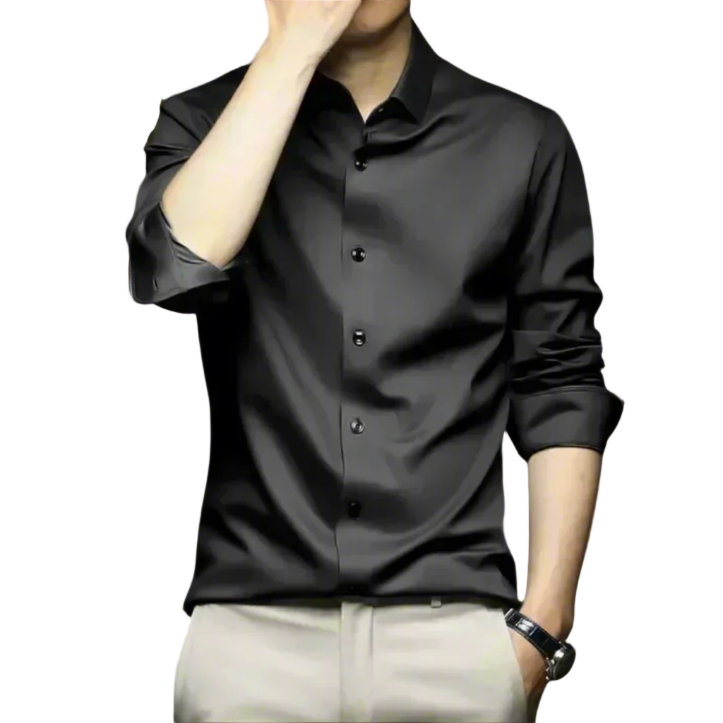 Men’s Luxury Silk Shirt – Elegant Business Casual, Breathable