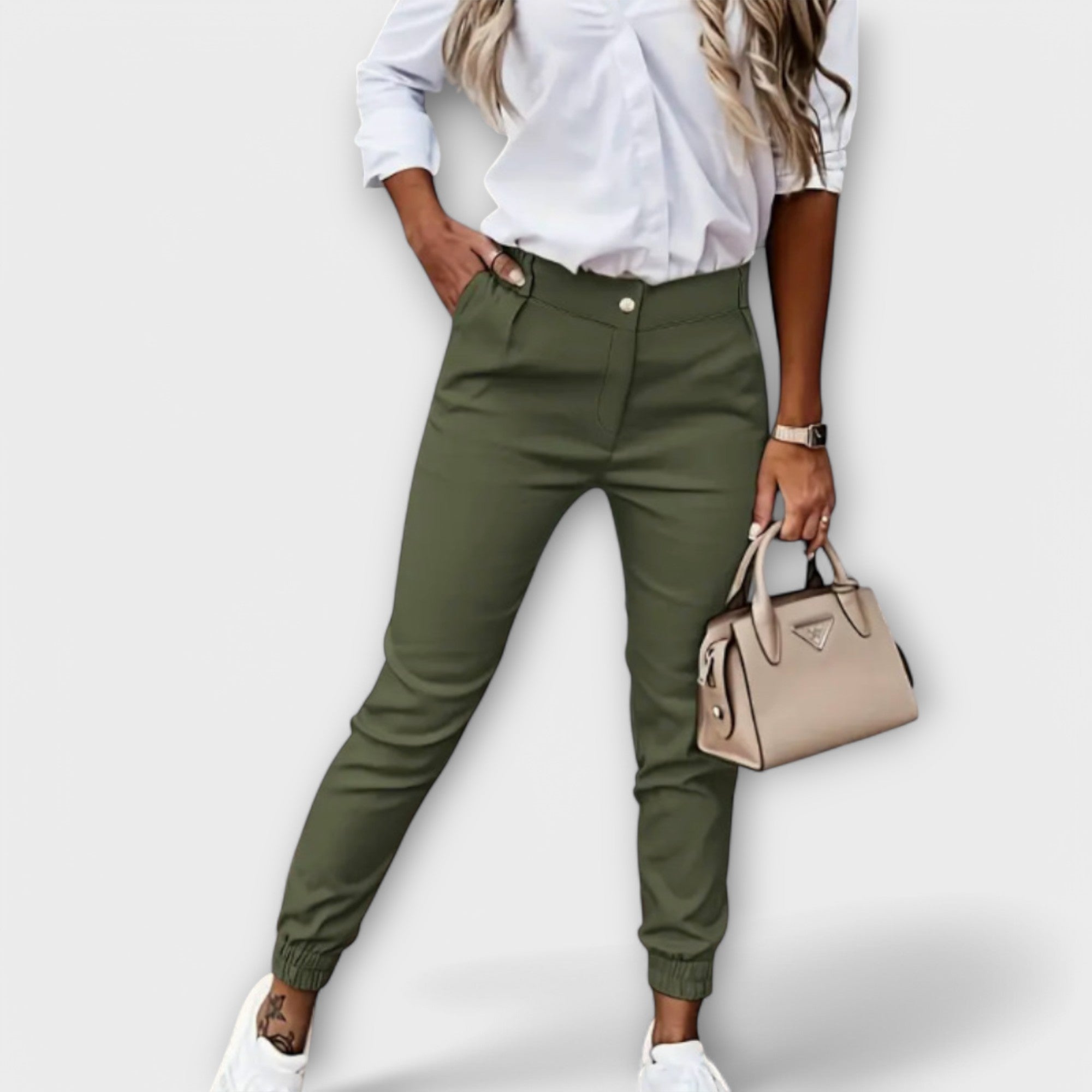 Mela Women's Pants | Ankle-Length Stretch Fabric, Slim Fit 1
