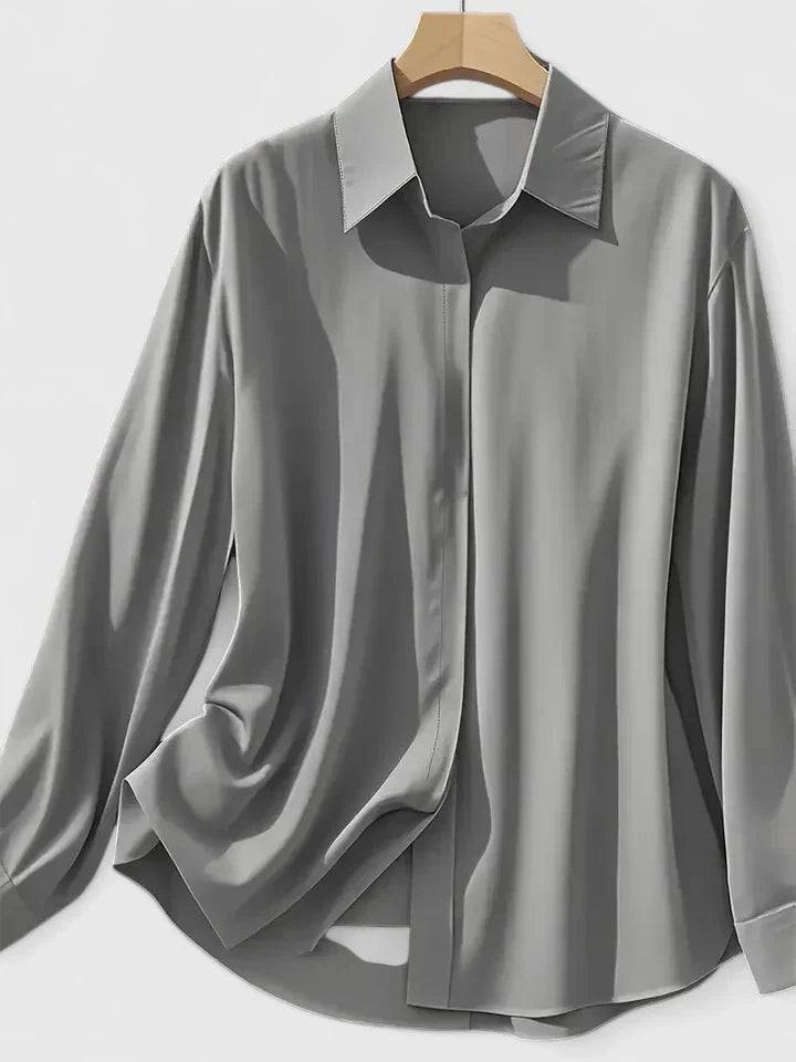Melvaya Women's Blouse | Elegant Hidden Button Design, Structured Collar 2