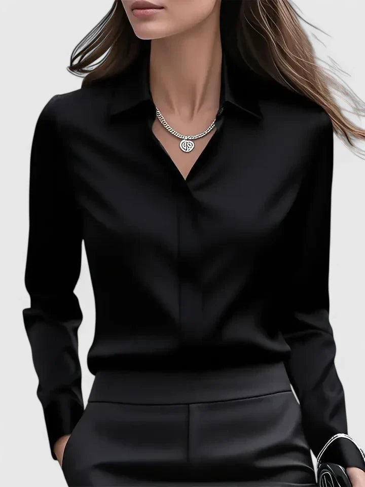 Melvaya Women's Blouse | Elegant Hidden Button Design, Structured Collar 9