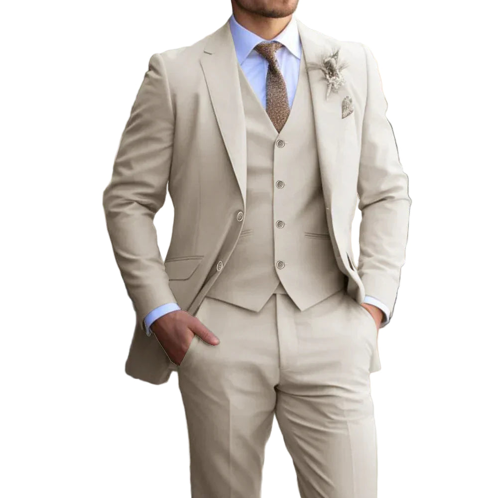 Men’s 3-Piece Suit – Tailored Waistcoat Set, Slim-Fit Formal Wear