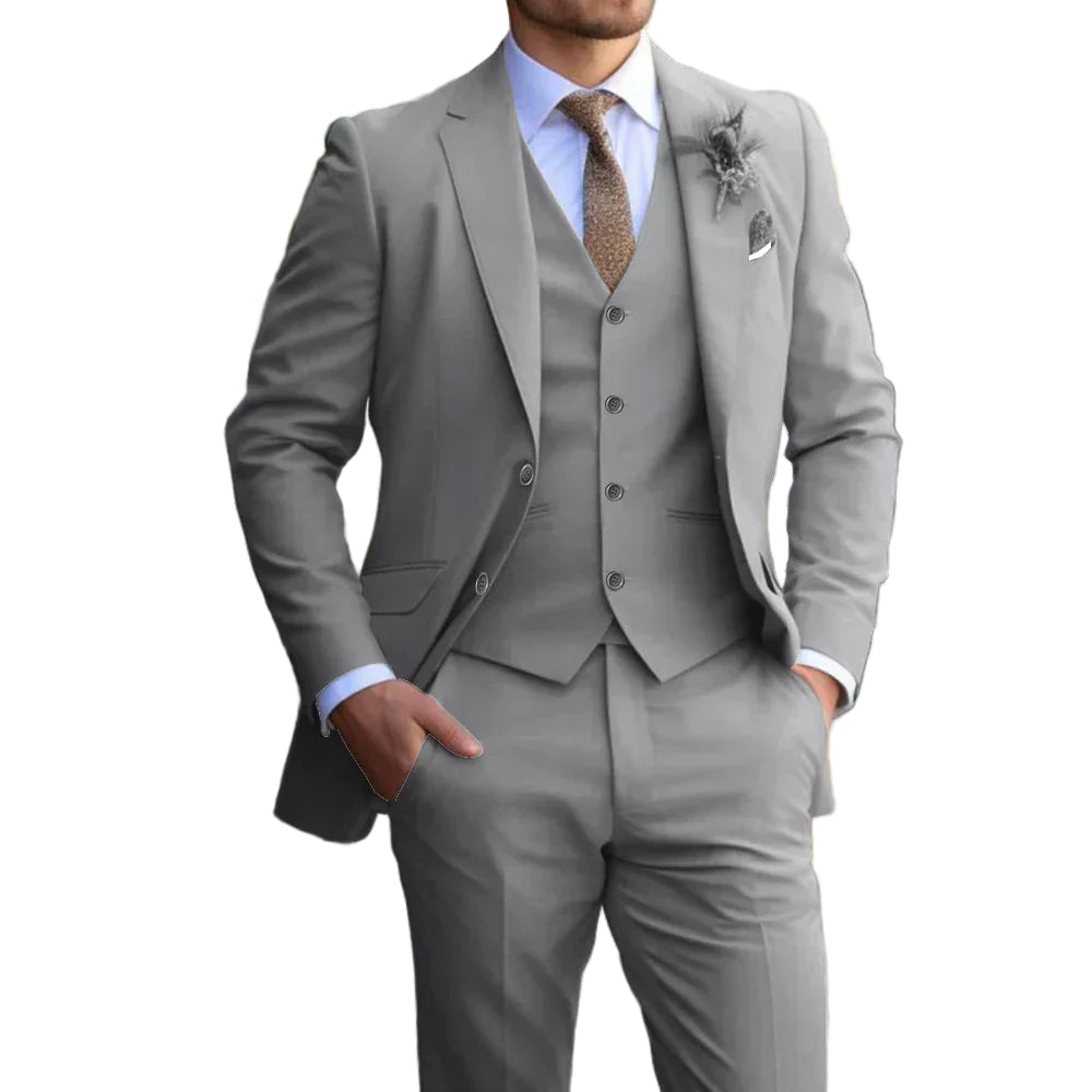 Men’s 3-Piece Suit – Tailored Waistcoat Set, Slim-Fit Formal Wear
