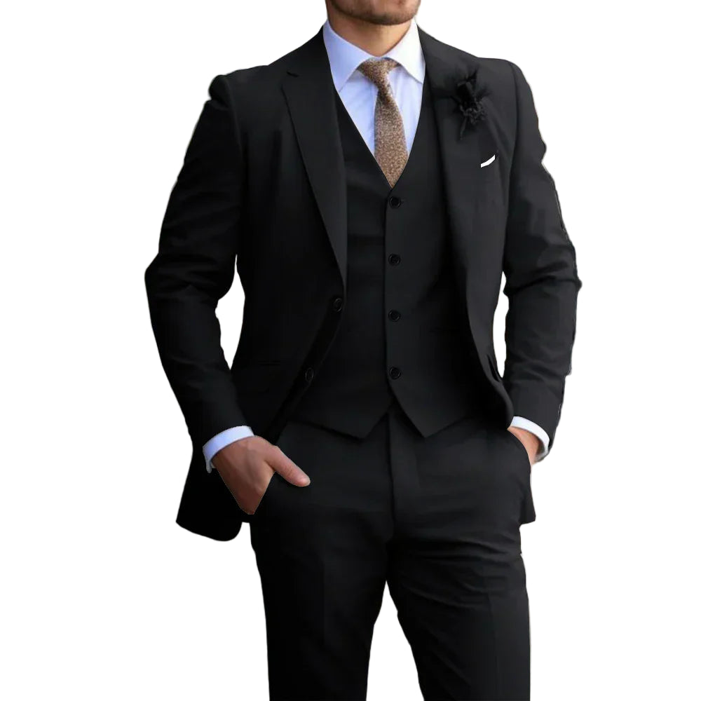 Men’s 3-Piece Suit – Tailored Waistcoat Set, Slim-Fit Formal Wear