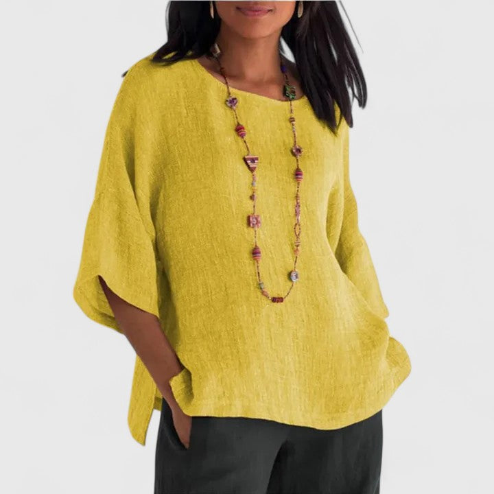 Mireille Women's Blouse | Cotton-Linen Blend, Relaxed Fit 0