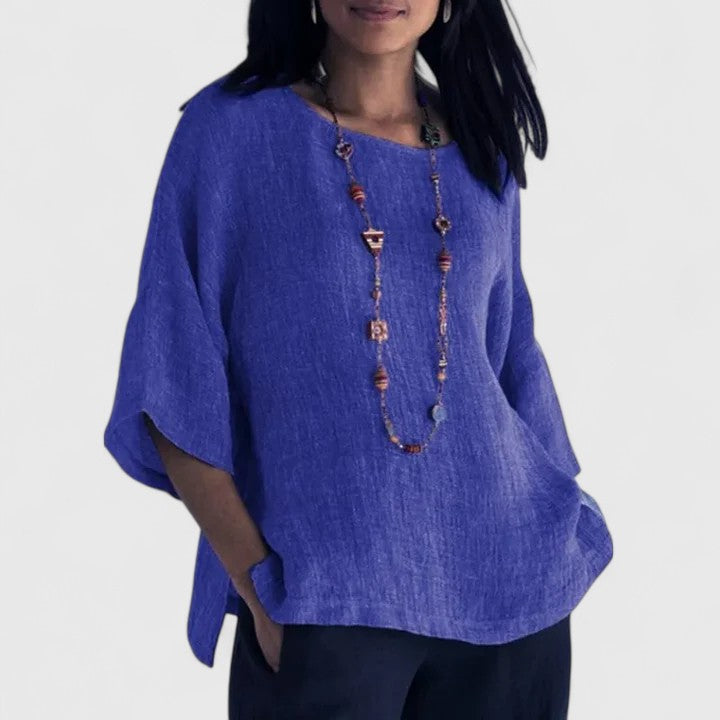 Mireille Women's Blouse | Cotton-Linen Blend, Relaxed Fit 2