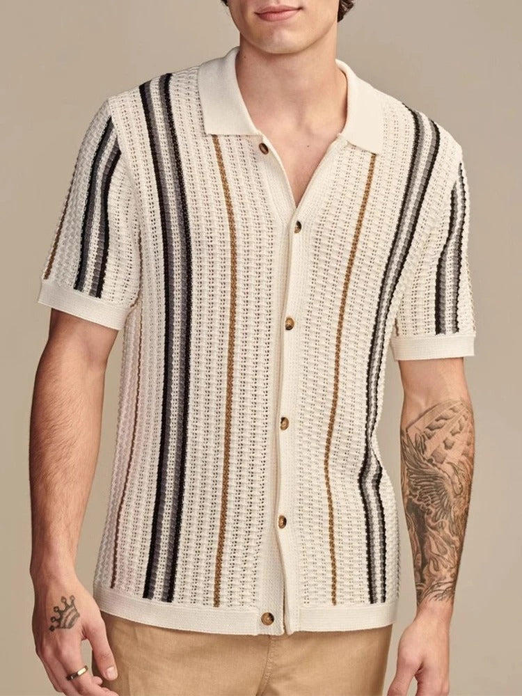Porto Men's Polo Shirts | Soft Knit, Striped Design 1