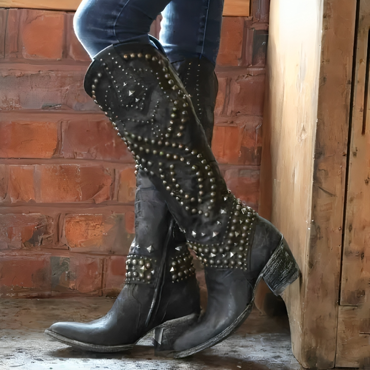 Riloh Women's Knee High Boots | Stylish Orthopedic Design, Pointed Toe, Mid Block Heel 2